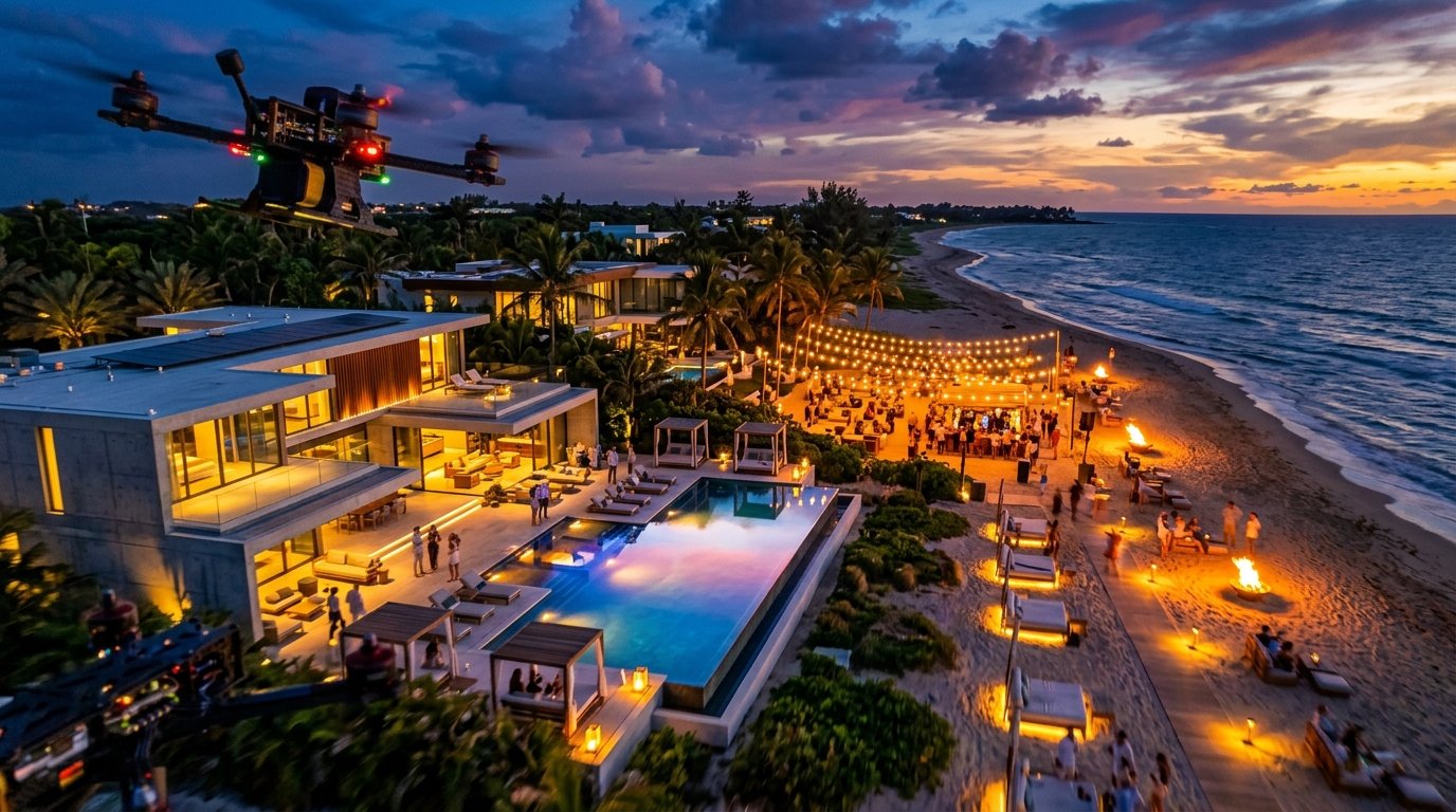 Tomas aéreas en Instagram - Beach Club al atardecer